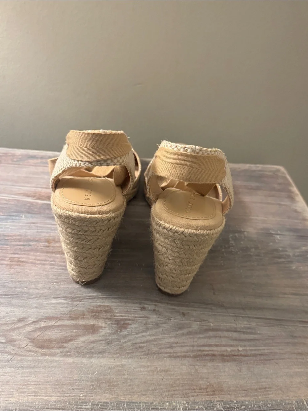 Kelly & Katie Cream Espadrille Wedge Ankle Tie Sandal